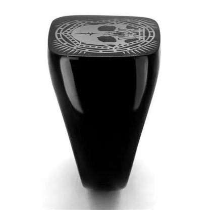 TK2306 - IP Black(Ion Plating) Stainless Steel Ring with No Stone