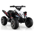 Costway 12V Kids Ride On ATV 4-Wheeler Quad with LED Lights and 7 mph Max Speed-Black - Color: Black
