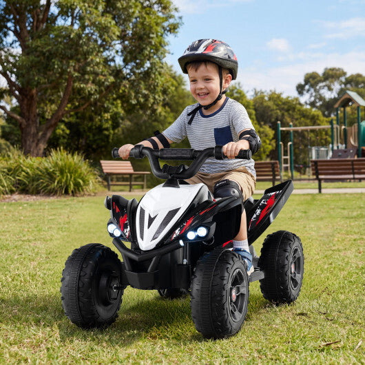 Costway 12V Kids Ride On ATV 4-Wheeler Quad with LED Lights and 7 mph Max Speed-Black - Color: Black